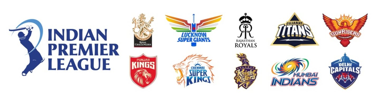 Indian Premier League 2022. Gujarat Titans, Chennai Super Kings, Delhi Capitals, Kolkata Knight Riders, Lucknow Super Giants, Mumbai Indians, Royal Challengers Bangalore etc. Kyiv, Ukr - June 26, 2022