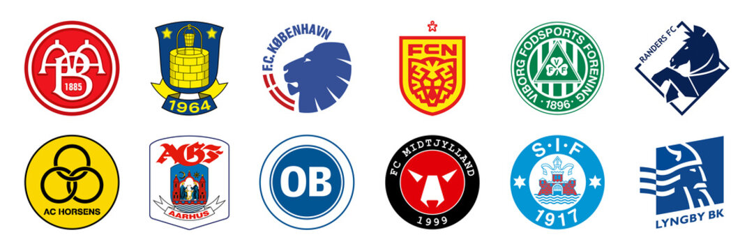 Danish Superliga 2022-2023. Brondby IF, FC Copenhagen, Lyngby Boldklub, FC Midtjylland, FC Nordsjaelland, Odense Boldklub, Randers FC, Silkeborg IF etc. Kyiv, Ukr - June 26, 2022