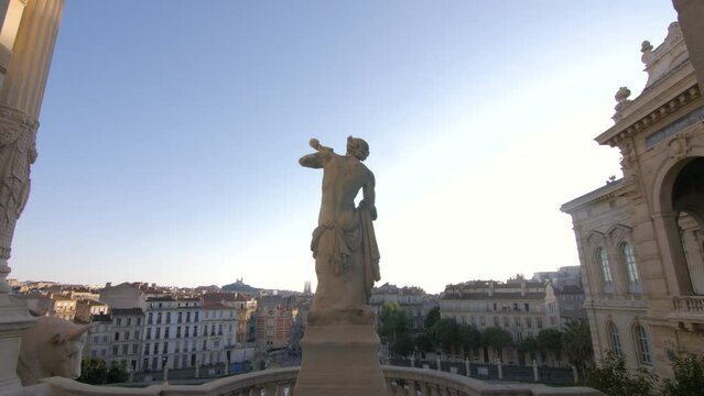 A beautiful back statue at the Palais Longchamp in Marseille, France