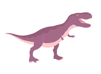 Scary tyrannosaurus rex. Carnivorous big lizard. Prehistoric pangolin. Predatory dinosaur hunter of the Jurassic period. Vector flat illustration isolated on white background