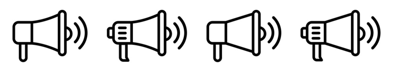 Megaphone icon. Electric megaphone with sound icon, vector illustration