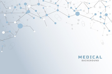 Obraz premium Background for medicine, using dots and lines for the background and writing