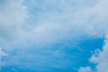 sky and clouds. blue sky and white and light gray clouds of different unexpected shapes and combinations for the background card banner postcard wallpaper