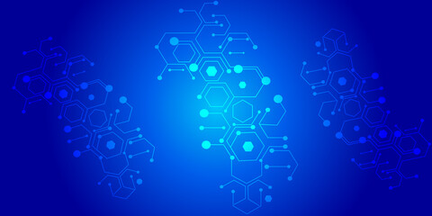 Modern  futuristic technology background, Hi tech digital connect, communication, high technology concept hexagon background.