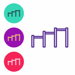 Set line Sport horizontal bar icon isolated on white background. Set icons colorful. Vector