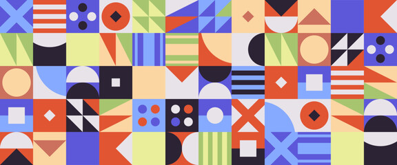 Obraz premium Geometric background and simple geometric shapes flat illustration. 