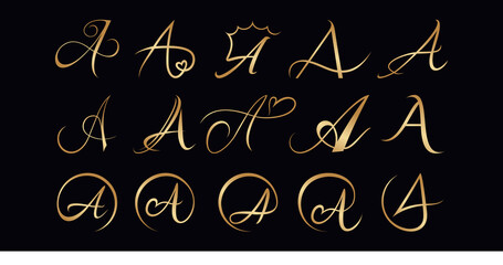 Set letter A logo design premium vector