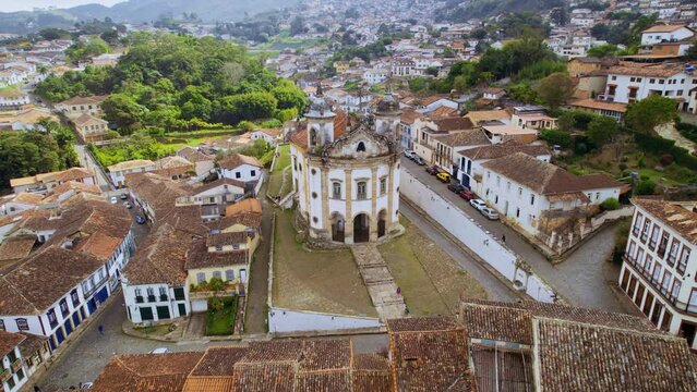 Ouro Preto, Minas Gerais, Brazil. Aerial view of a historic Brazilian city. City ​​landscape.