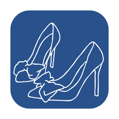 Sexy beautiful feminine woman shoes with elegant  high heels. Luxury clothing lifestyle. Disco club 80s romantic fashion. Hand drawn retro vintage illustration. Old style comic cartoon drawing.