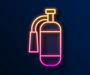 Glowing neon line Fire extinguisher icon isolated on black background. Vector