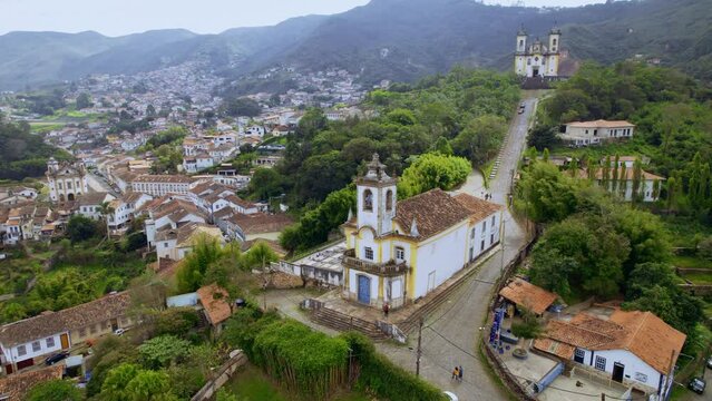 Ouro Preto, Minas Gerais, Brazil. Aerial view of a historic Brazilian city. City ​​landscape.