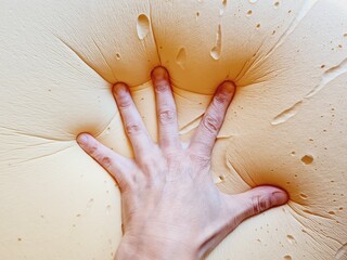 hand sinks onto a soft memory foam pillow