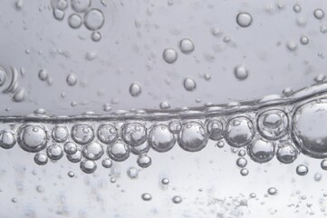 air bubbles in a transparent liquid close-up. micro