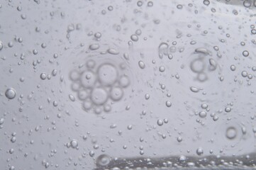 air bubbles in a transparent liquid close-up. micro
