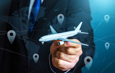 Civil aviation and commercial airlines. Travel and business trips. Transport system and...