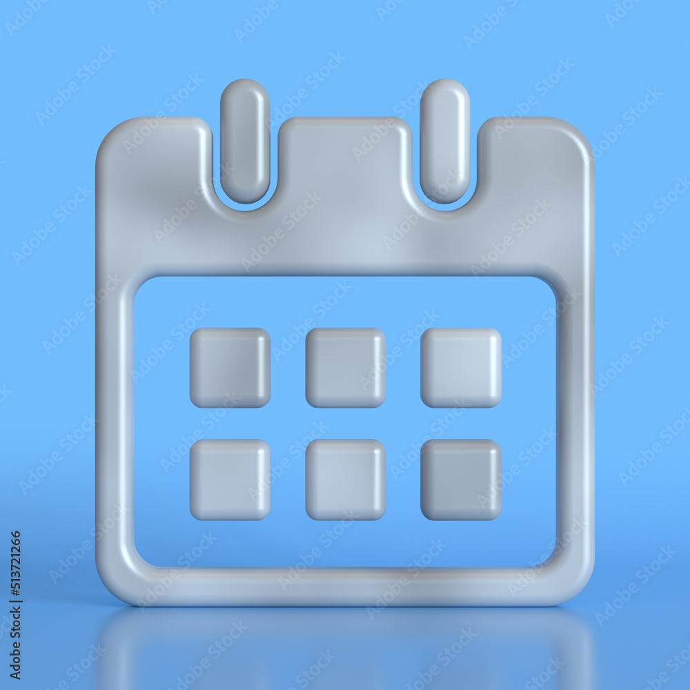 Poster minimal calendar symbol on blue background. 3d rendering