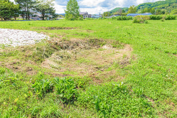 View of the Takasago Kaizuka (Takasago Burial Site), a part of the "Jomon Prehistoric Sites in Northern Japan", a UNESCO World Heritage Site, in Hokkaido.