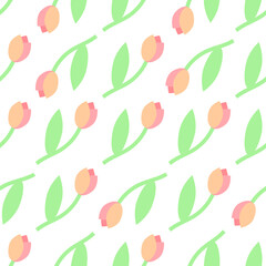Obraz na płótnie Canvas A pastel tulip seamless pattern on a white background