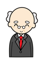 スーツ姿で笑顔のおじいさん