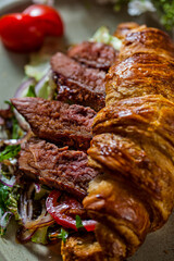 Croissant with filet mignon