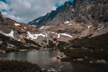 View of High Tatras mountain range near Velické pleso. 