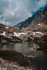 View of High Tatras mountain range near Velické pleso. 