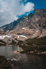 View of High Tatras mountain range near Velické pleso. 