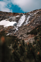 View of High Tatras mountain range near Velické pleso. 