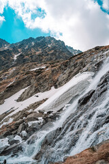 View of High Tatras mountain range near Velické pleso. 