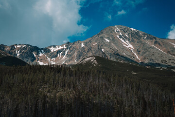 View of High Tatras mountain range near Velické pleso. 