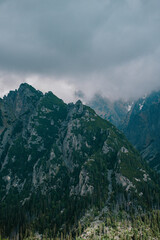 Obraz premium Mountain view from Slavkovský štít peak in Slovakia High Tatras.