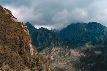 Mountain view from Slavkovský štít peak in Slovakia High Tatras.