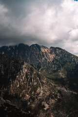 Obraz premium Mountain view from Slavkovský štít peak in Slovakia High Tatras.