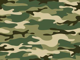 Fototapeta premium Camouflage seamless pattern. Military endless texture. Abstract camo of spots. Print on fabric and clothing. Vector illustration