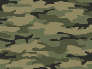 Fototapeta premium Camouflage seamless pattern. Military endless texture. Abstract camo of spots. Print on fabric and clothing. Vector illustration