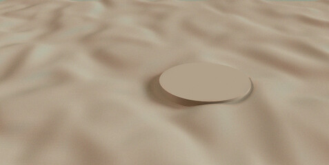 Fototapeta na wymiar Cosmetic background for product presentation, pink podium display on pink sand. 3d render