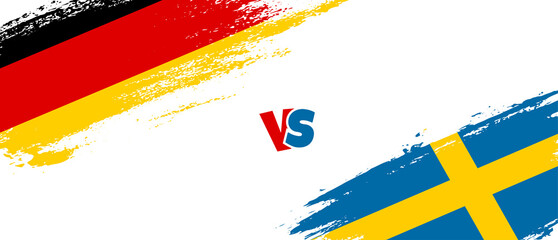 Creative Germany vs Sweden brush flag illustration. Artistic brush style two country flags relationship background