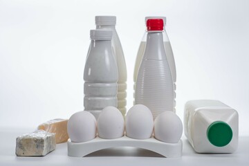 Milk eggs cheese fresh refrigerator. cold
