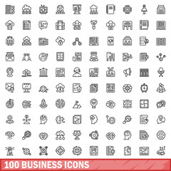 100 business icons set. Outline illustration of 100 business icons vector set isolated on white background