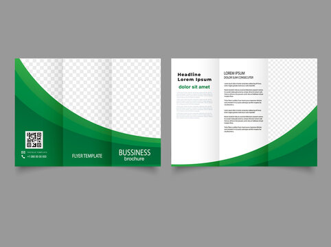 Tri-fold wave green brochure with font and back flyer design