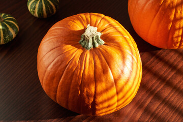 Orange Halloween pumpkin on a table