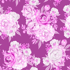 flowers on pink background seamless pattern for printing on fabric