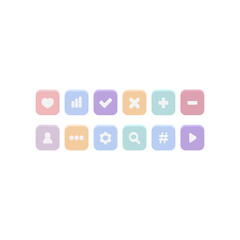 Set of cute icons in pastel colors. Vector illustration.