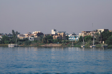 Fototapeta premium Panoramic View to the Luxor City Scape from the Nile River Side, Egypt