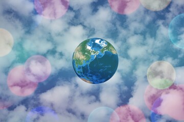 Obraz na płótnie Canvas 青空に浮く地球
