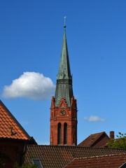Historical Church in Spring in the Town Nienburg at the River Weser, Lower Saxony