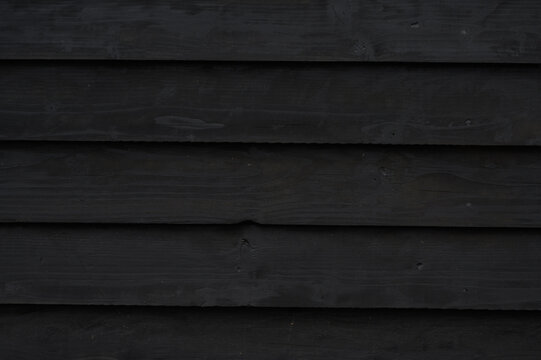 Panorama Of Black Wood Fence Texture And Background Seamless.