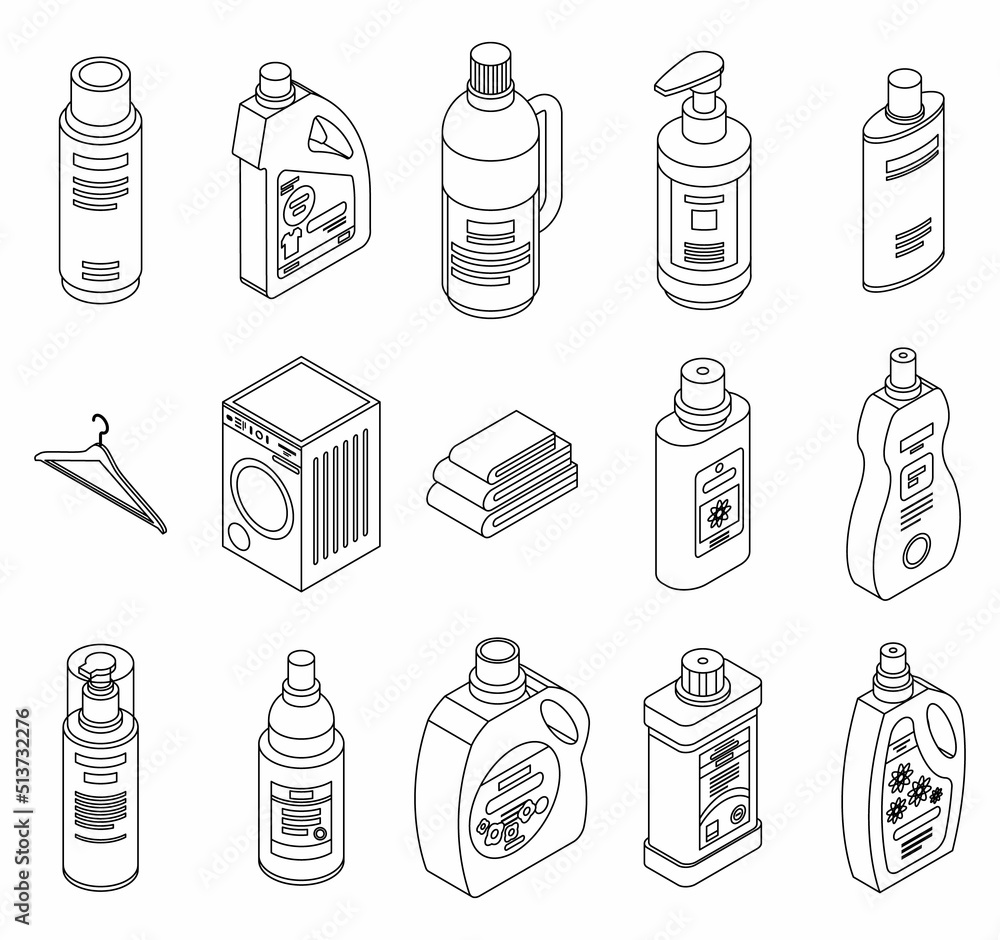 Poster softener icons set. isometric set of softener vector icons thin line outline on white isolated