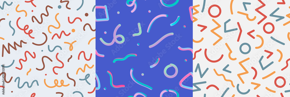 Aufkleber colorful children hand drawn seamless patterns. hand drawn kid pattern. seamless pattern with geomet