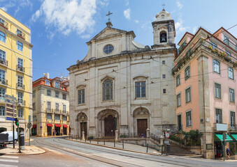 Fototapeta na wymiar View of Magdalene Church or Igreja da Madalena. Lisbon, Portugal